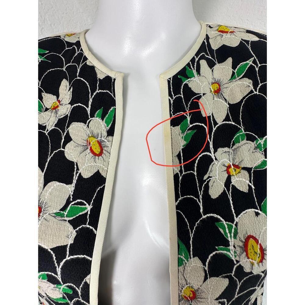 Emanuel Ungaro Parallele 8 Floral Skirt Suit Set Black White Vintage Italy - Picture 3 of 10